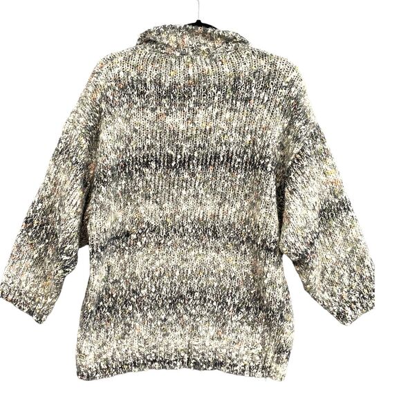 VTG Y2K Sweater 22 Acrylic Gray Chunky Marled Knit Boho Hipster Grannycore 90s - Picture 2 of 12